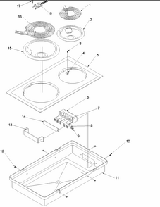 Open Coil Cooktop - Cc1ef/wf Diagram and Parts List for CARDS801WW-P1131925NWW  Amana Range