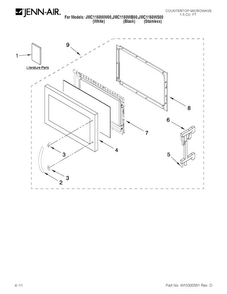 Microwave Door Parts Diagram and Parts List for JMC1150WS00  Jenn-Air Microwave