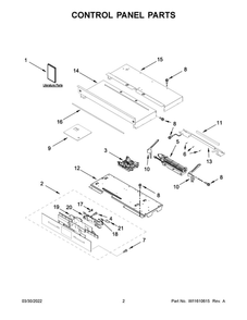 Control Panel Parts Diagram and Parts List for JJW2827LM00  Maytag Wall Oven