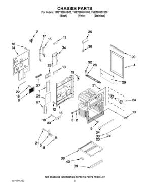 03 - CHASSIS PARTS Diagram and Parts List for YMET8885XB00  Maytag Range