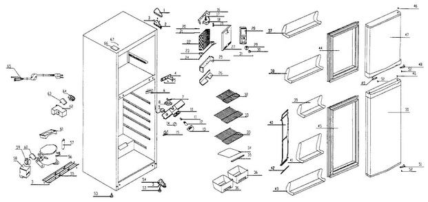 Cabinet Parts Diagram and Parts List for MCBR1010W  Magic Chef Refrigerator