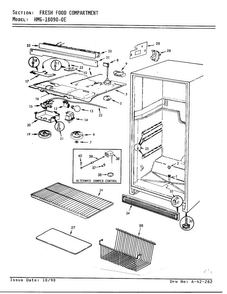 Fresh Food Compartment Diagram and Parts List for 18090-OA  Admiral Refrigerator