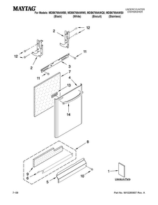 Door And Panel Parts Diagram and Parts List for MDB6769AWB0  Maytag Dishwasher