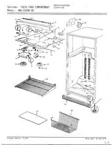 Fresh Food Compartment Diagram and Parts List for 21090-0A  Admiral Refrigerator
