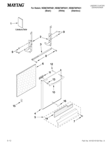 Door And Panel Parts Diagram and Parts List for MDB6769PAB1  Maytag Dishwasher