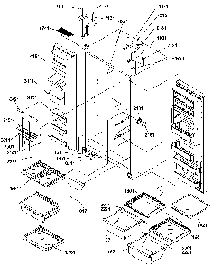 Refrigerator/freezer Shelves, Lights, And Hinges Diagram and Parts List for SRDE327S3E-P1312501WE  Amana Refrigerator