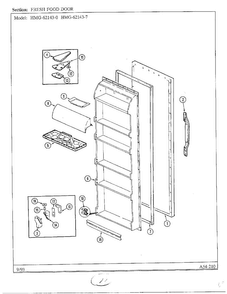 Fresh Food Door Diagram and Parts List for 62143-0A  Admiral Refrigerator