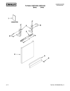 Door And Panel Parts Diagram and Parts List for CUD6710XQ2  Crosley Dishwasher