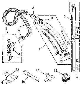 Hose And Attachment Diagram and Parts List for 1162140090  Kenmore Canister Vacuum