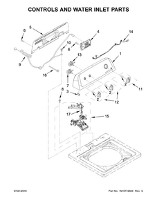 Controls And Water Inlet Parts Diagram and Parts List for NTW4615EW0  Amana Washer