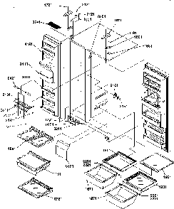 Refrigerator/freezer Shelves, Lights, And Hinges Diagram and Parts List for SRD327S3L-P1307104WL  Amana Refrigerator