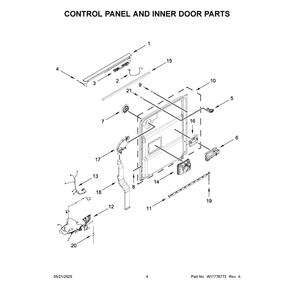 Control Panel And Inner Door Parts Diagram and Parts List for MDTS7024SZ0  Maytag Dishwasher
