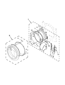 Door Parts Diagram and Parts List for NED5700BW0  Amana Dryer