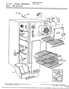 Freezer Compartment Diagram and Parts List for 21814-0A  Admiral Refrigerator
