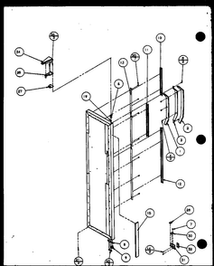 Freezer Door Hinge And Trim Parts Diagram and Parts List for SX25M2L-P1154902WL  Amana Refrigerator