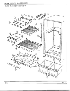 Shelves And Accessories Diagram and Parts List for 19124-0  Admiral Refrigerator