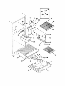 Freezer Compartment Diagram and Parts List for RTD21A-9E14A  Maytag Refrigerator
