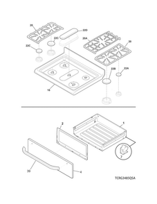 Top/drawer Diagram and Parts List for CRG3485QSB  Crosley Range