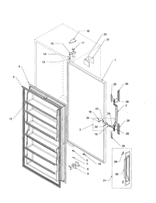 Door Diagram and Parts List for AFU1201AW-PAFU1201A  Amana Freezer