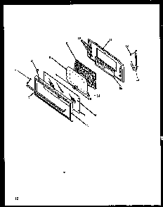 Glass Oven Door Diagram and Parts List for EHT330-P1142446NW  Caloric Range