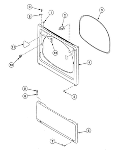 Front Panel Diagram and Parts List for SSE007WF1500  Speed Queen Dryer
