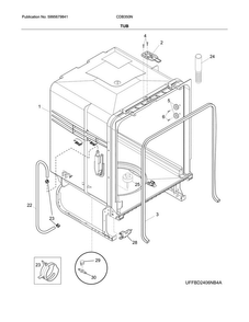 Tub Diagram and Parts List for CDB350NW8B  Crosley Dishwasher