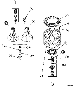 Agitator, Drive Bell, Seal Kit, Washtub And Hub Diagram and Parts List for CW8413W2-PCW8413W2  Crosley Washer