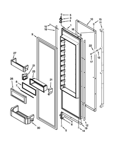 Refrigerator Door Parts Diagram and Parts List for JS48SEDUDW15  Jenn-Air Refrigerator