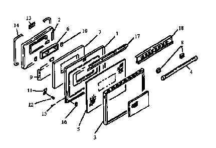 Oven Door Assy Diagram and Parts List for EST3102L-P1130629NL  Caloric Range