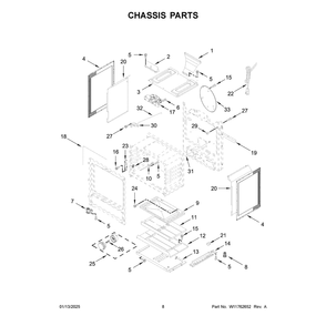 Chassis Parts Diagram and Parts List for CRGW3487RB0  Crosley Range