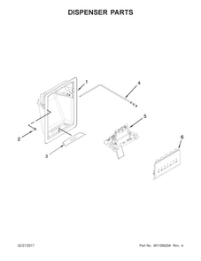 Dispenser Parts Diagram and Parts List for ASI2575FRB00  Amana Refrigerator
