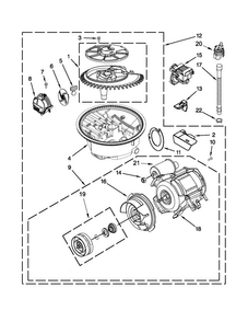 Pump And Motor Parts Diagram and Parts List for MDB7749SBB1  Maytag Dishwasher