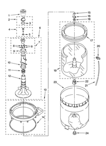 Agitator, Basket And Tub Parts Diagram and Parts List for 2DMTW5705TW1  Maytag Washer