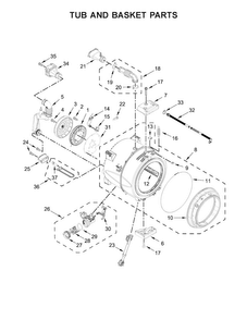 Tub And Basket Parts Diagram and Parts List for MHW3505FW1  Maytag Washer