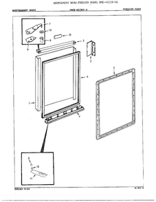 Freezer Door Diagram and Parts List for 40118-OA  Admiral Freezer
