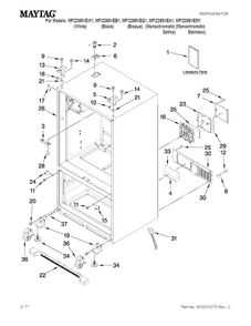 Cabinet Parts Diagram and Parts List for MFI2269VEQ1  Maytag Refrigerator