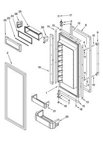 Refrigerator Door Parts Diagram and Parts List for JF42PPFXDB01  Jenn-Air Refrigerator