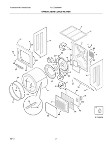 Upper Cabinet/Drum Heater Diagram and Parts List for CLCE500MW0  Maytag Dryer