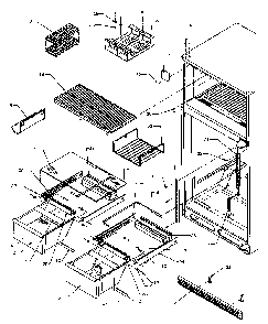 Cabinet Shelving Diagram and Parts List for TRI22S4E-P1196301WE  Amana Refrigerator