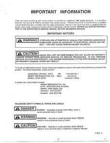 Information Page Diagram and Parts List for 5787  Amana Air Conditioner