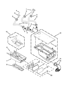 Dispenser Parts Diagram and Parts List for MHN30PRCWW0  Maytag Washer
