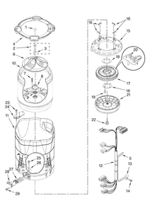 Motor, Basket And Tub Parts Diagram and Parts List for MVWB800VU0  Maytag Washer