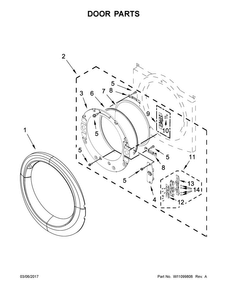 Door Parts Diagram and Parts List for CED7464GW0  Crosley Dryer