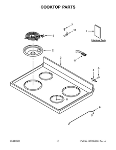 Cooktop Parts Diagram and Parts List for YACR4503SFW8  Amana Range