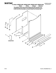 Door And Panel Parts Diagram and Parts List for MDB5601AWB3  Maytag Dishwasher