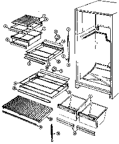 Shelves & Accessories Diagram and Parts List for GT19X7A DC51A Maytag Refrigerator