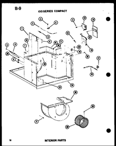 100 Series Compact Interior Parts Diagram and Parts List for 16-3SPMK P54974-59R Amana Air Conditioner
