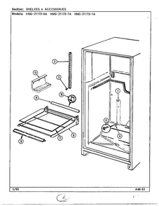 Shelves And Accessories Diagram and Parts List for 21173-0A  Admiral Refrigerator