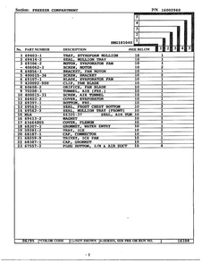 Freezer Compartment Page 2 Diagram and Parts List for 181040  Admiral Refrigerator