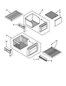 Freezer Shelf Parts Diagram and Parts List for JS48NXFXDW03  Jenn-Air Refrigerator